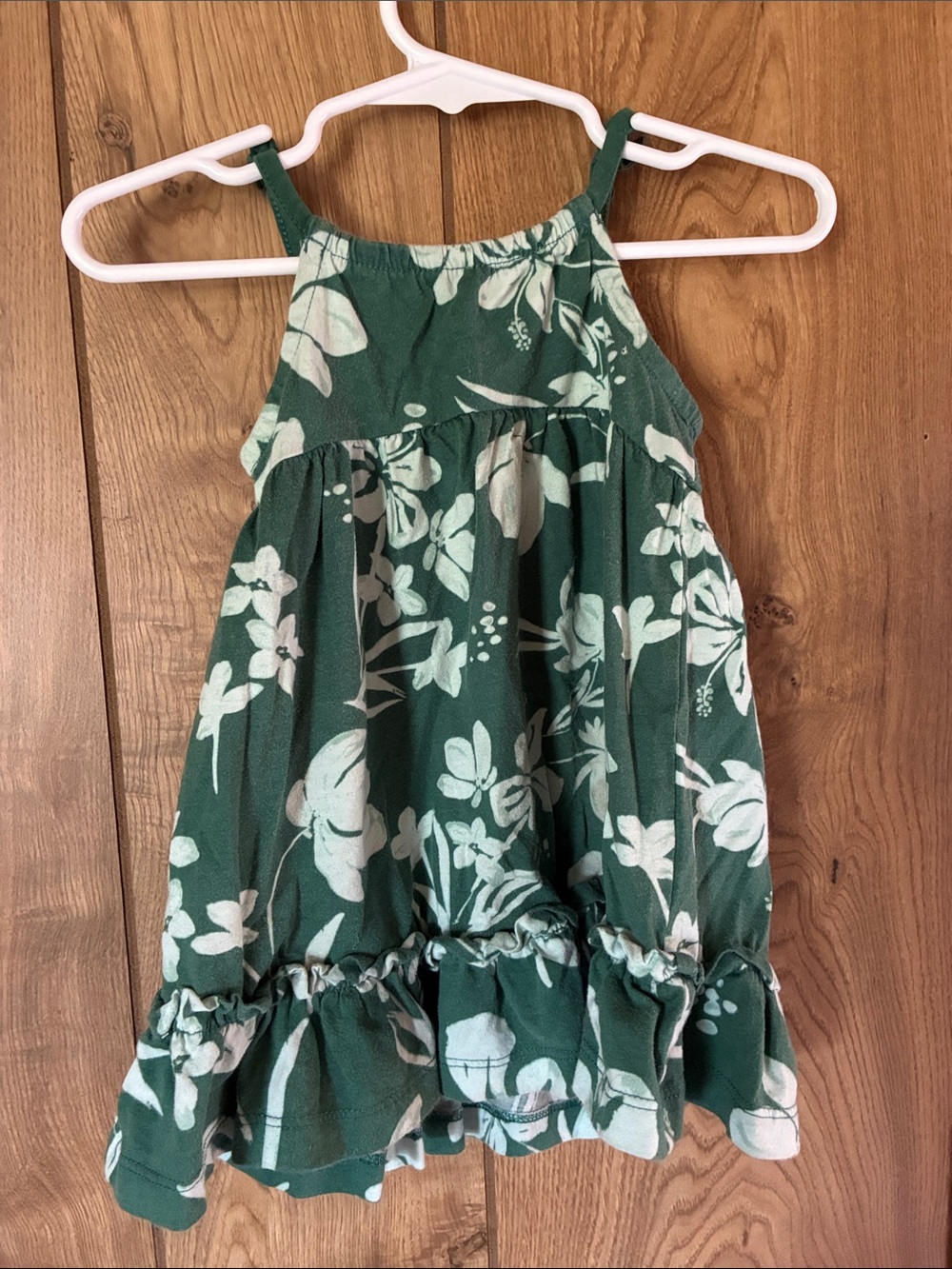 Carter's Green Floral Halter Sundress with Ruffle Hem